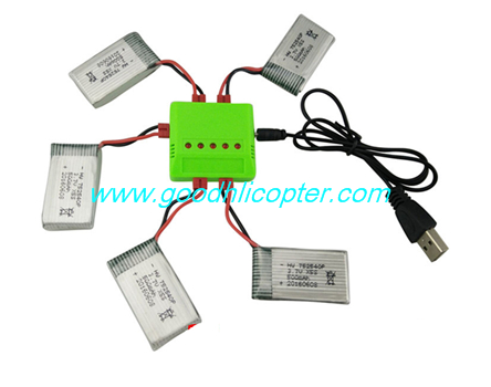 SYMA-X5HC-X5HW Quad Copter parts 5pcs 500mAh battery + 1 To 5 charger set (x5hw x5hc)